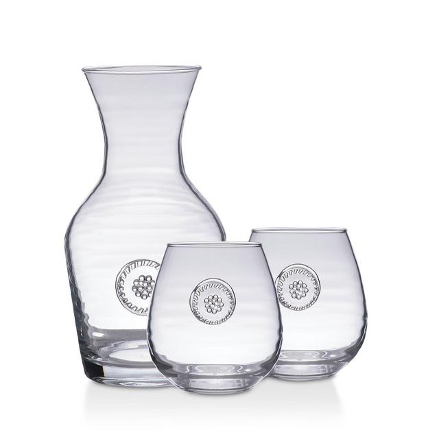 Juliska Berry & Thread Glassware Carafe & Stemless Red Wine Glass Gift Set
