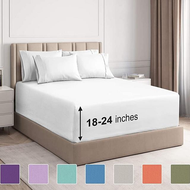 Extra Deep Pocket Sheets - 6 Piece Sheet Set - King Size Sheets Deep Pocket - Extra Deep Bed Sheets - Deep King Fitted Sheet Set - Super and Ultra Deep Sheets - For Deep Pockets Mattress - Fits Easily