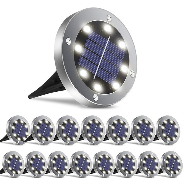 OULONGER Solar Ground Lights 16 Packs, Garden Solar Outdoor Waterproof Pathway Bright In-Ground Landscape Lights for Patio, Lawn, Yard, Driveway, Step and Walkway White Light