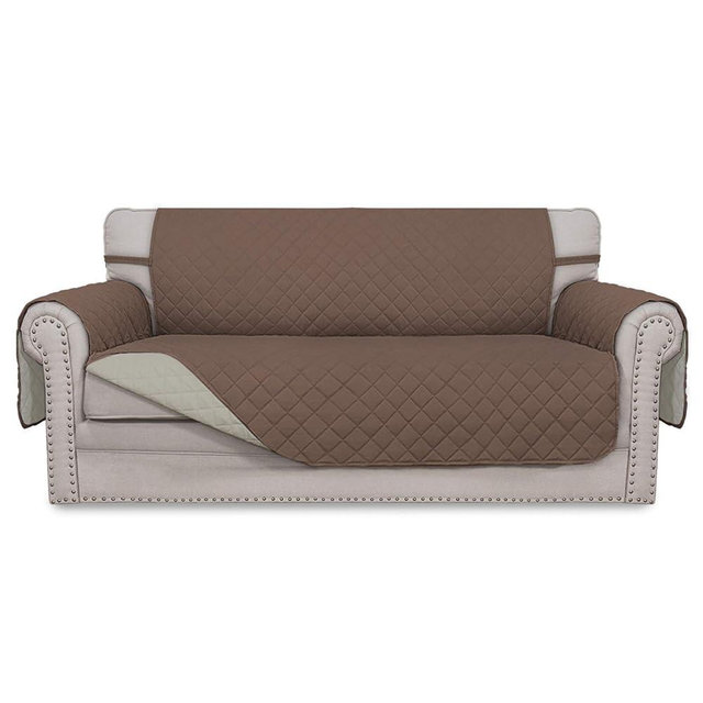 Easy-Going Sofa Slipcover Reversible Loveseat Sofa Cover Couch Cover for 2 Cushion Couch Furniture Protector with Elastic Straps for Pets Kids Dog Cat (Oversized Loveseat, Brown/Beige)