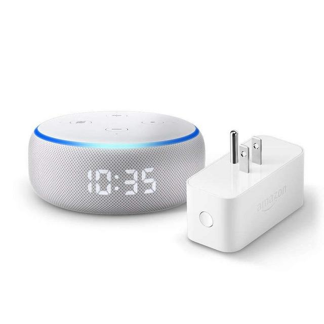 Echo Dot (3rd Gen) with Clock and Amazon Smart Plug - Sandstone