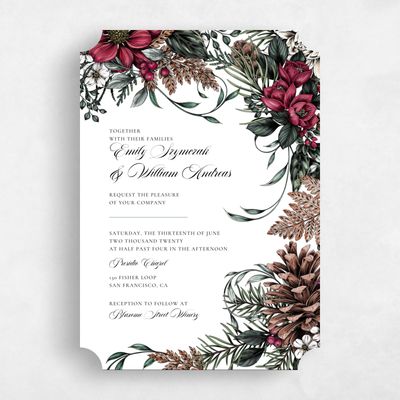 Red Ticket Wedding Invitation - Poconos Bloom