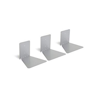 Umbra Conceal Floating Bookshelf, Large, Silver, Set of 3