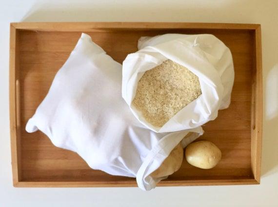 Medium 100% organic cotton grain bag | flour, grain, produce