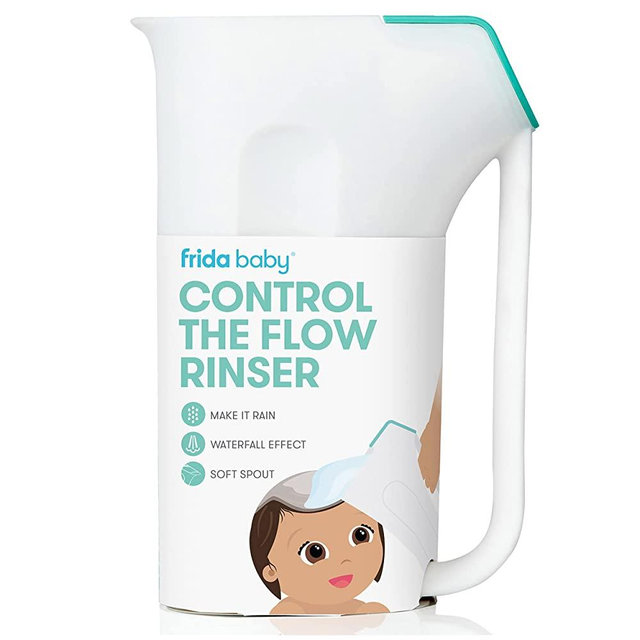 Control The Flow Rinser by Frida Baby Bath Time Rinse Cup with Easy Grip Handle and Removable Rain Shower