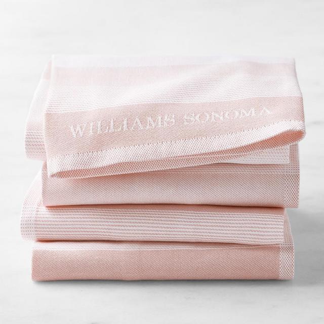 Williams Sonoma Logo Stripe Towels, Set of 4, Dusty Pink