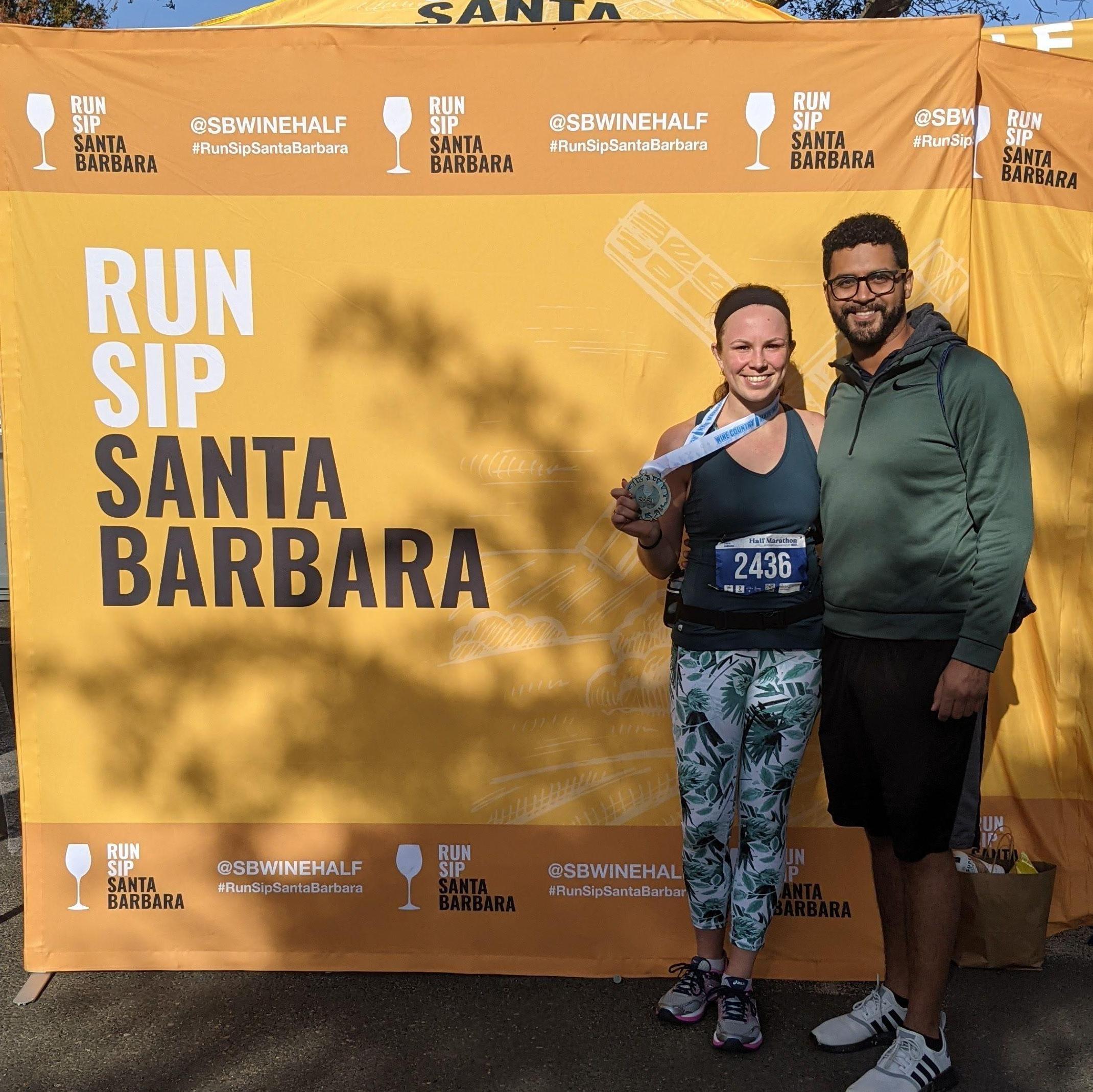 Meghan is crazy and ran her second half marathon back in SB.. naturally there was wine after