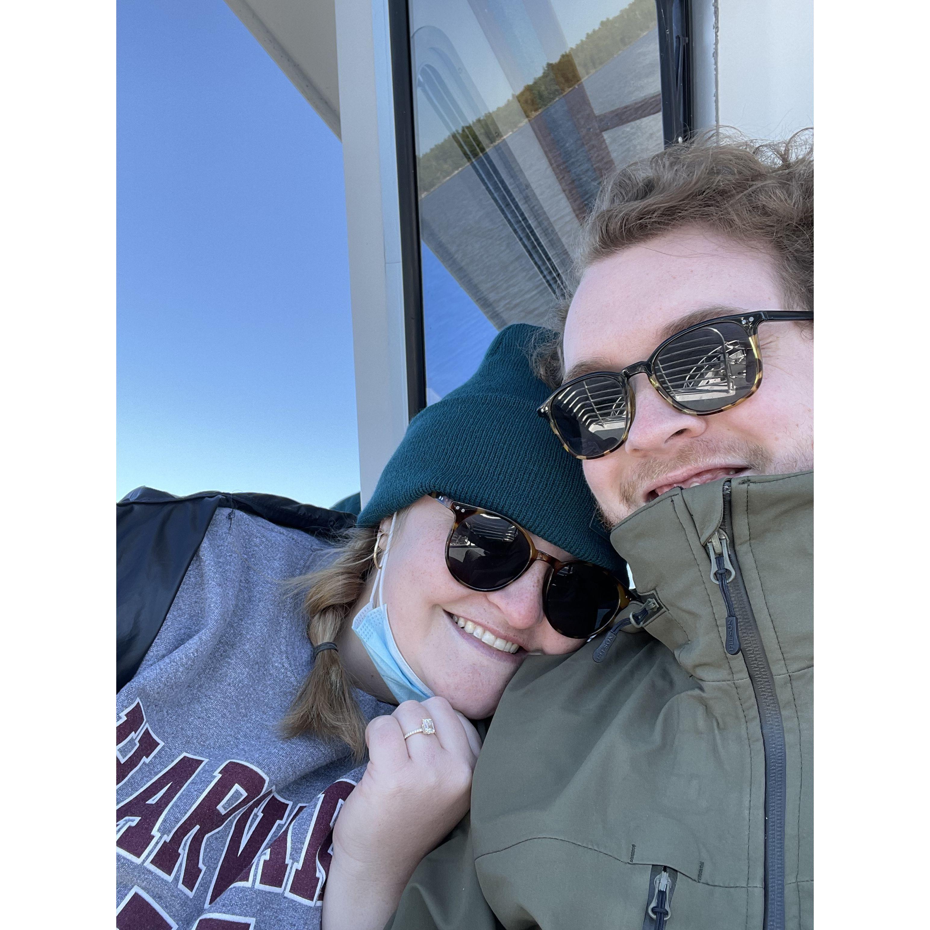 Right after Spencer proposed on the Rainy Lake tour boat!