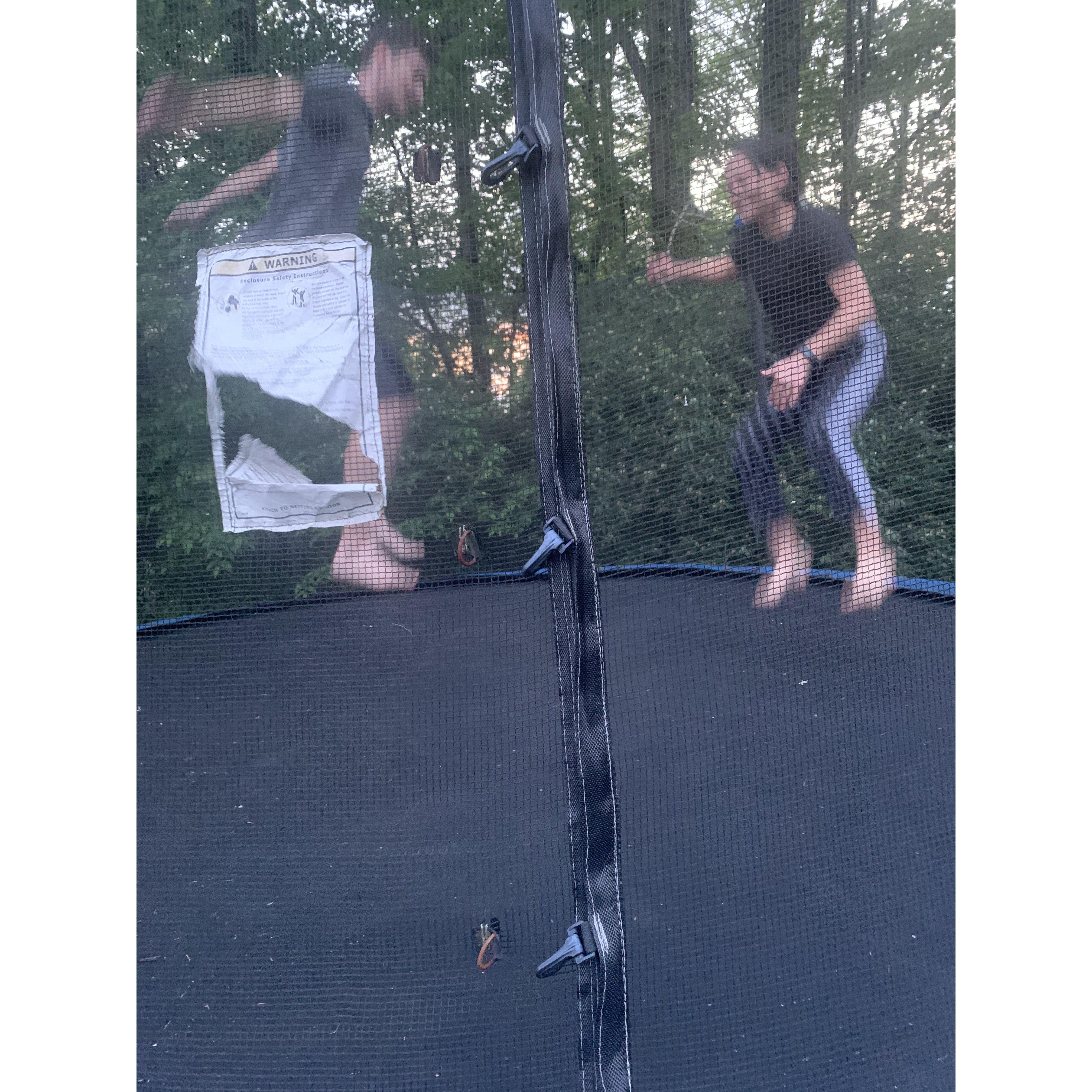 Grant and Natalie trying to out-bounce each other.