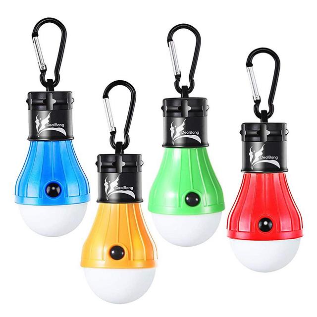 4 Pack Blue Clip Hook Portable Compact Camp LED Lamp For Fishing Hiking Equipment Hanging Hurricane Emergency Camping Backpacking Power Outage Florally Camping Tent LED Lantern Lights 