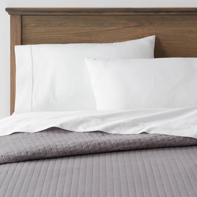 Twin/Twin Extra Long Washed Cotton Sateen Quilt Dark Gray - Threshold™