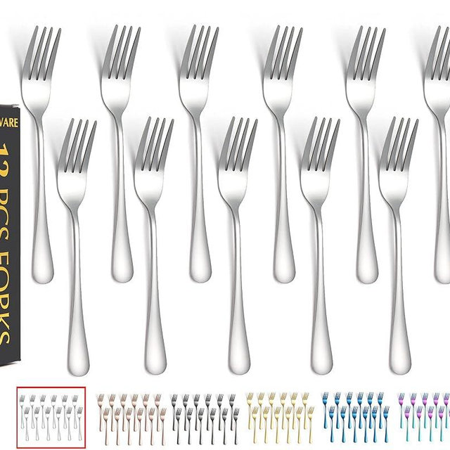 Silver Salad Forks Set of 12 pieces，Stainless Steel Flatware Forks 6.8 inch，Mirror Polish Small Utensils, New Kitchen Essentials Cutlery Set Dishwasher Safe
