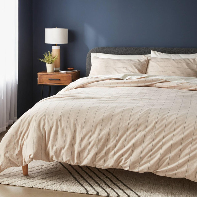 King Jersey Duvet and Sham Set Oatmeal Heather Striped - Threshold™