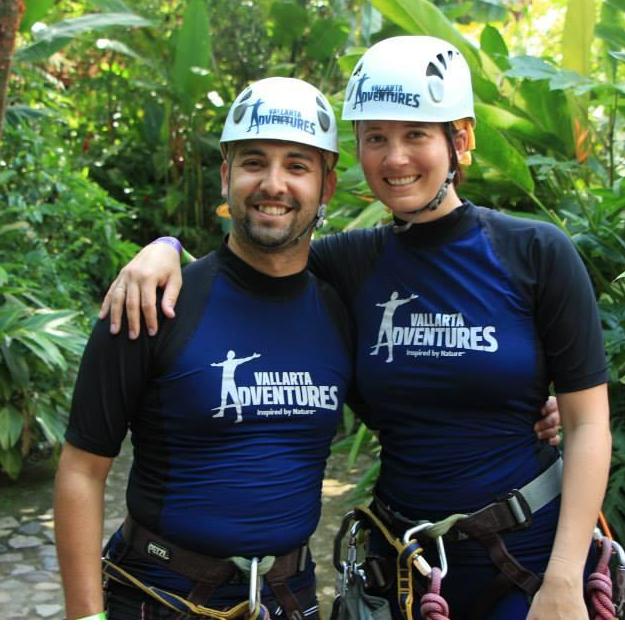 Juan and Jenny in Puerto Vallarta in 2015 doing a zip line tour thru the jungle!
