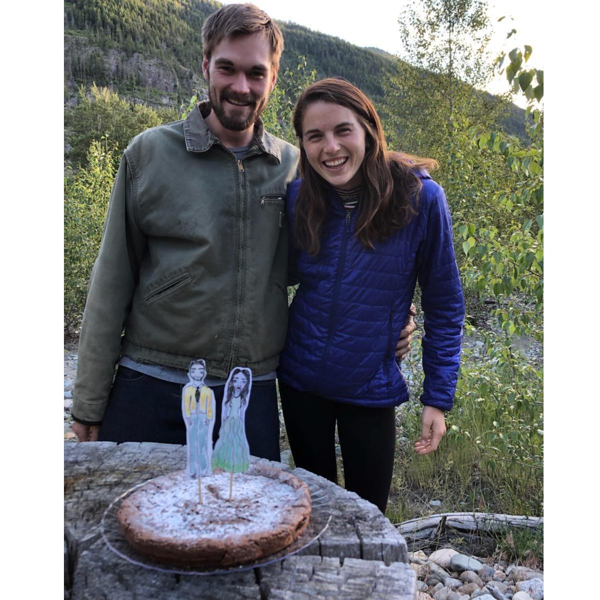 Celebrating our would-have-been wedding on June 27, 2020. Cake and wedding cake toppers made lovingly by Whiting's cousins Rae and Audrey.