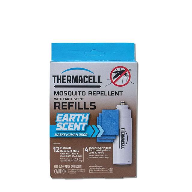 Thermacell Earth Scent Mosquito Repellent Refills; Contains 12 Scented Repellent Mats and 4 Fuel Cartridges; Delivers 48 Total Hours of Protection; For Use with Thermacell Fuel Mosquito Repellers