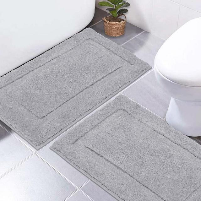 SHACOS Super Soft Bathroom Rugs Sets of 2 Pieces 20x32 inch Bath Rugs Non Slip Plush Bathroom Mats Shower Rug Absorbent Bath Mat for Bathroom Washable, Light Grey