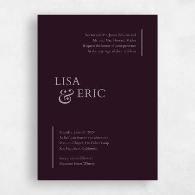 Burgundy, Red Wedding Invitation - Verona Classic