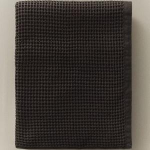 WAFFLE-KNIT COTTON BATH TOWEL-BROWN