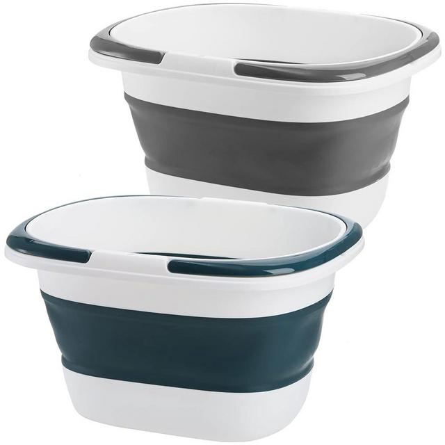 Coloch 2 Pack 16L/4.2 Gallon Collapsible Plastic Bucket, Foldable Mop Bucket Laundry Basket with Handle, Portable Water Pail Space-Saving Bucket for House Cleaning, Car Washing, Fishing, Camping