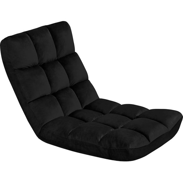 Yaheetech Floor Chair, Folding Sofa Chair with 14 Adjustable Position, Padded Meditation Chair with Back Support, Gaming Floor Chair, Lounge Chair for Single Adult, Black