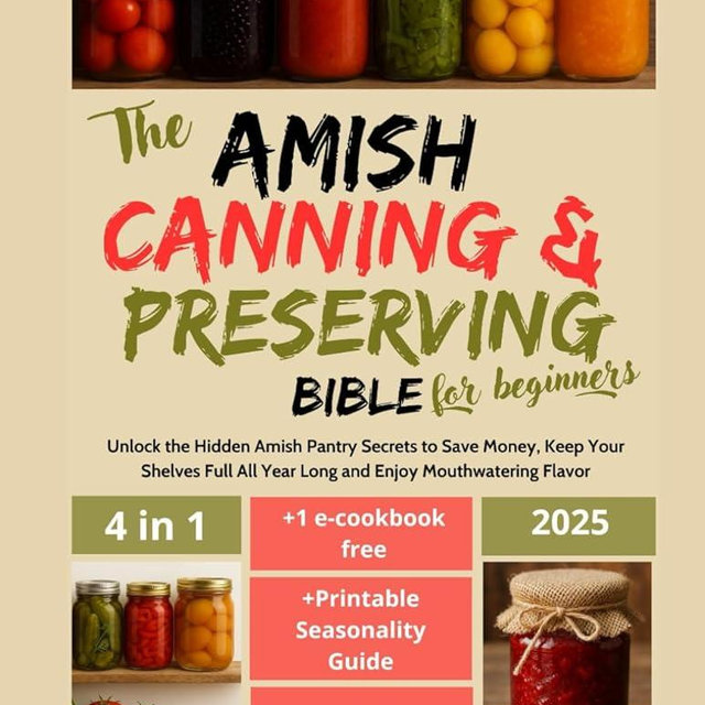 The Amish Canning & Preserving Cookbook Bible for Beginner: Unlock the Hidden Amish Pantry Secrets to Save Money, Keep Your Shelves Full All Year Long and Enjoy Mouthwatering Flavor