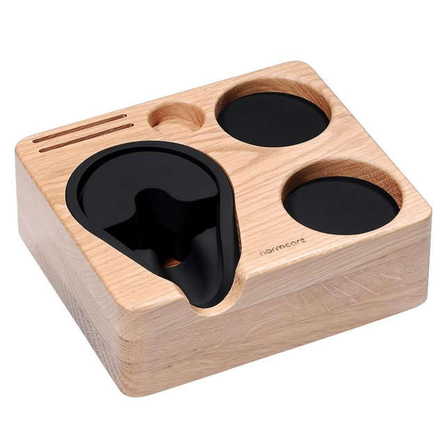 Normcore Espresso Tamping Station For 54mm 58mm Espresso Machine Accessories, OAK Tamping Mat Portafilter Holder, Espresso Coffee Equipment, Genuine American OAK Wood