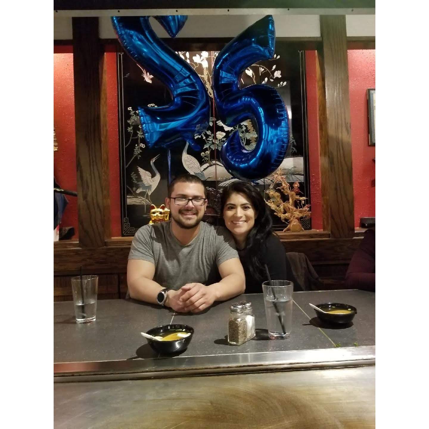 Adrianna organized Hector's first surprise birthday party with friends at Kabutos!