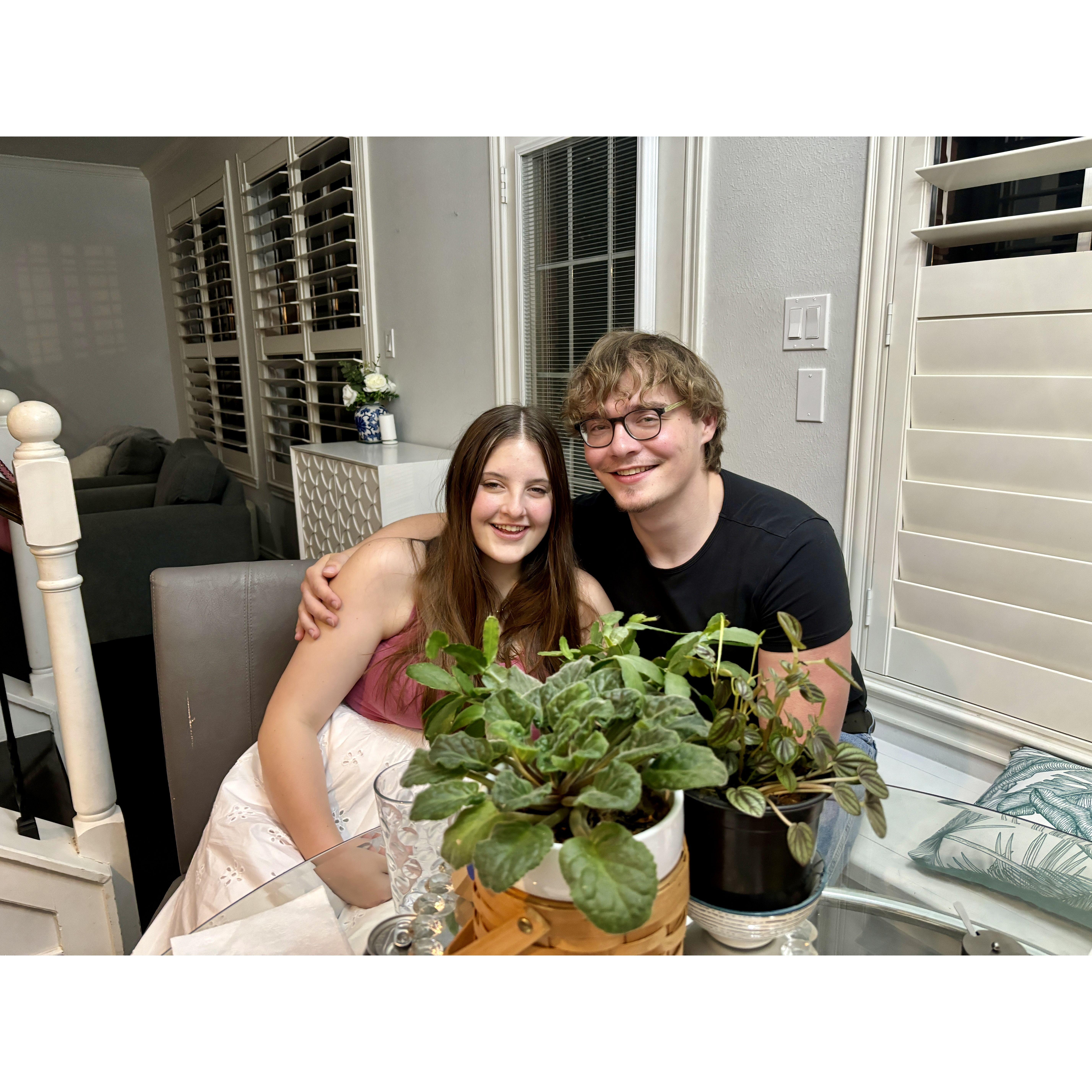 Taken at a family dinner right before they got engaged!