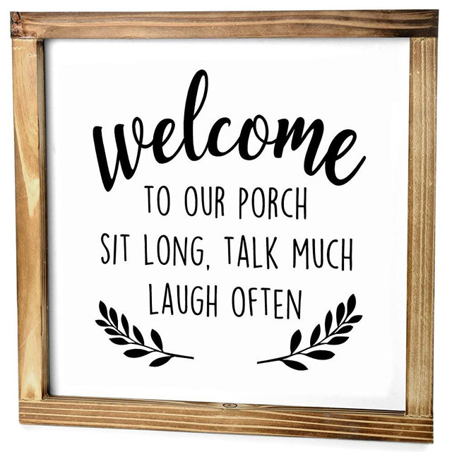 Welcome to Our Porch Home Decor Signs, Wall Signs Home Decor, Family Sign Home Decor Wall, Home Signs Home Decor, Rustic Sign, Family Farmhouse Signs Home Decor, Farmhouse Decor Home Wall 12x12 Inch