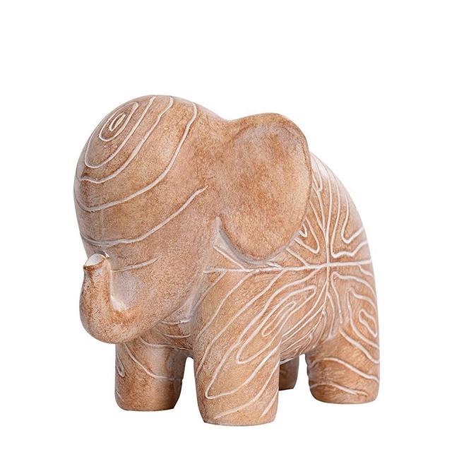 Kakizzy Elephant Sculpture Home Decor, African Sculpture Statue Animal Figurines Desktop Bookshelf Decoration Resin Elephant Figurines Decor Modern Accent for Living Room（1Pack, Small ）
