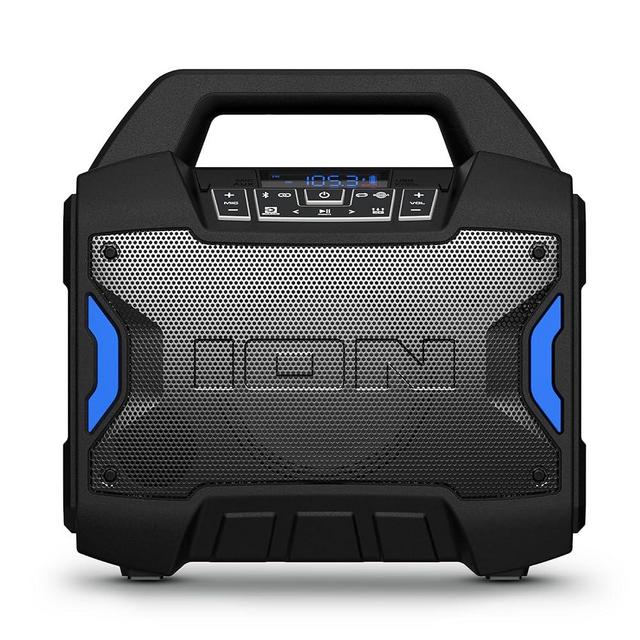 ION Tailgater Boom - Outdoor Portable Bluetooth Speaker with Mic in, FM Radio, USB Port, Battery, IPX5 Water-Resistant, Wireless Stereo-Link, App, 60W