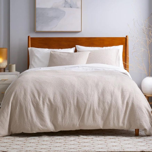 Organic Luxe Waffle Duvet Cover Set King Size in the Color SAND