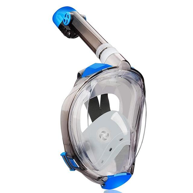 QingSong Full Face Snorkel Mask, Snorkeling Gear with Camera Mount, Foldable 180 Degree Panoramic View Anti-Fog Anti-Leak, Snorkeling Set for Kids and Adults