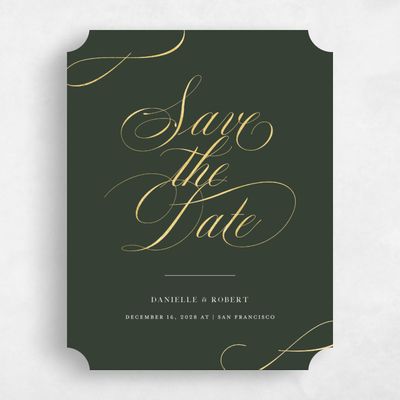 Green Ticket Wedding Save the Date - Clifton Portrait Foil
