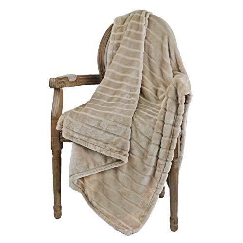 Bertte Throw Blanket Super Soft Cozy Warm Blanket 330 GSM Lightweight Luxury Fleece Blanket for Bed Couch- 50"x 60", Light Beige