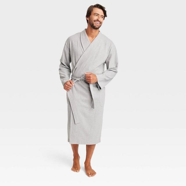 Hanes Premium Men's Waffle Knit Robe - Heathered Gray