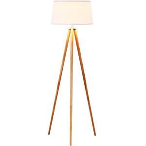 Brightech Emma LED Tripod Floor Lamp– Modern Design Wood Mid Century Style Lighting for Contemporary Living or Family Rooms - Ambient Light Tall Standing Survey Lamp for Bedroom, Office White