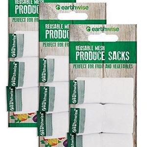 Earthwise Reusable Mesh Produce Bags - Washable Set of 9 Premium Bags, TRANSPARENT Lightweight, Strong SEE-THROUGH Mesh for shopping, transporting and storing fruits and veggies.