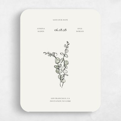 Beige Rounded Wedding Save the Date - Livonia Stamp