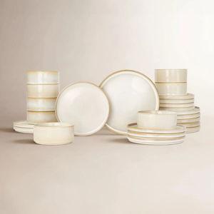 Famiware 24 Piece Dinnerware Set, Service for 8 - Cappuccino White