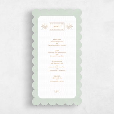 Green Scalloped Wedding Menu - Montavilla