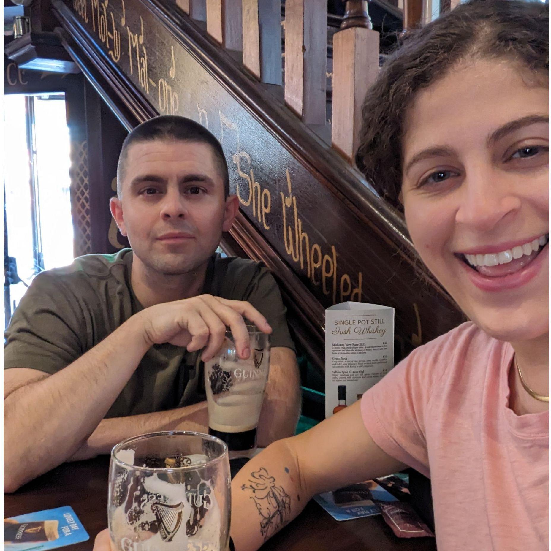 Our first pints of Guinness on our Europe trip in September 2023