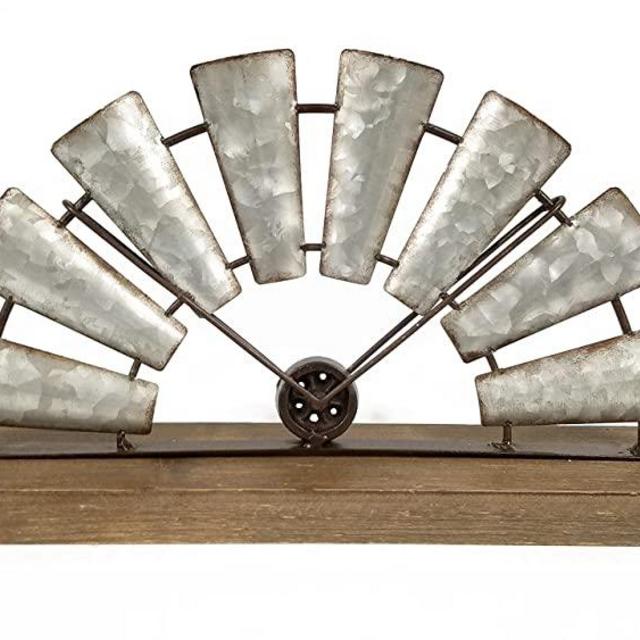 Everydecor Galvanized Half Windmill Decor