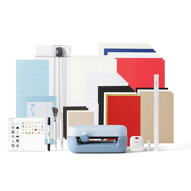 Cricut Joy™ 2 Essential Bundle + Digital Content, Blue - Ultra-Compact Cutting Machine - Perfect for Making Cards, Stickers, Labels, & More - Includes Supplies for 35 Projects + Bonus Digital Content