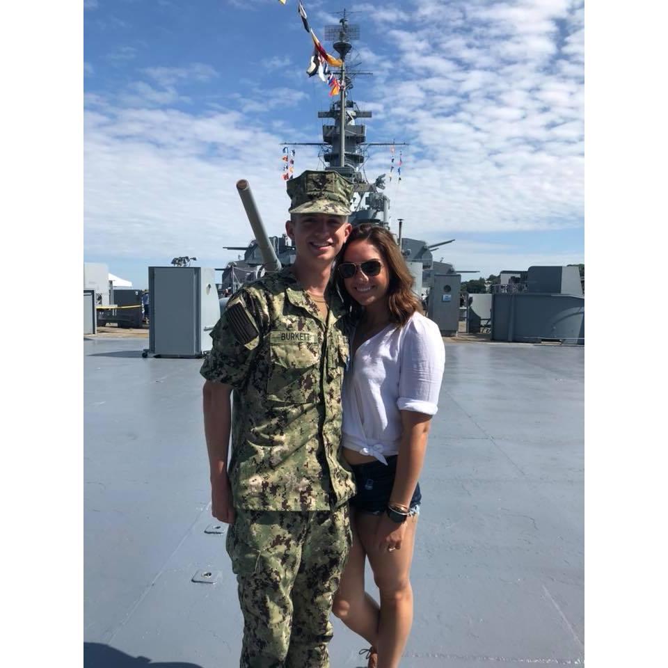 At Battleship Cove during the weekend of Dustin's OCS Graduation. Dustin was very excited to wear his new gold bar!