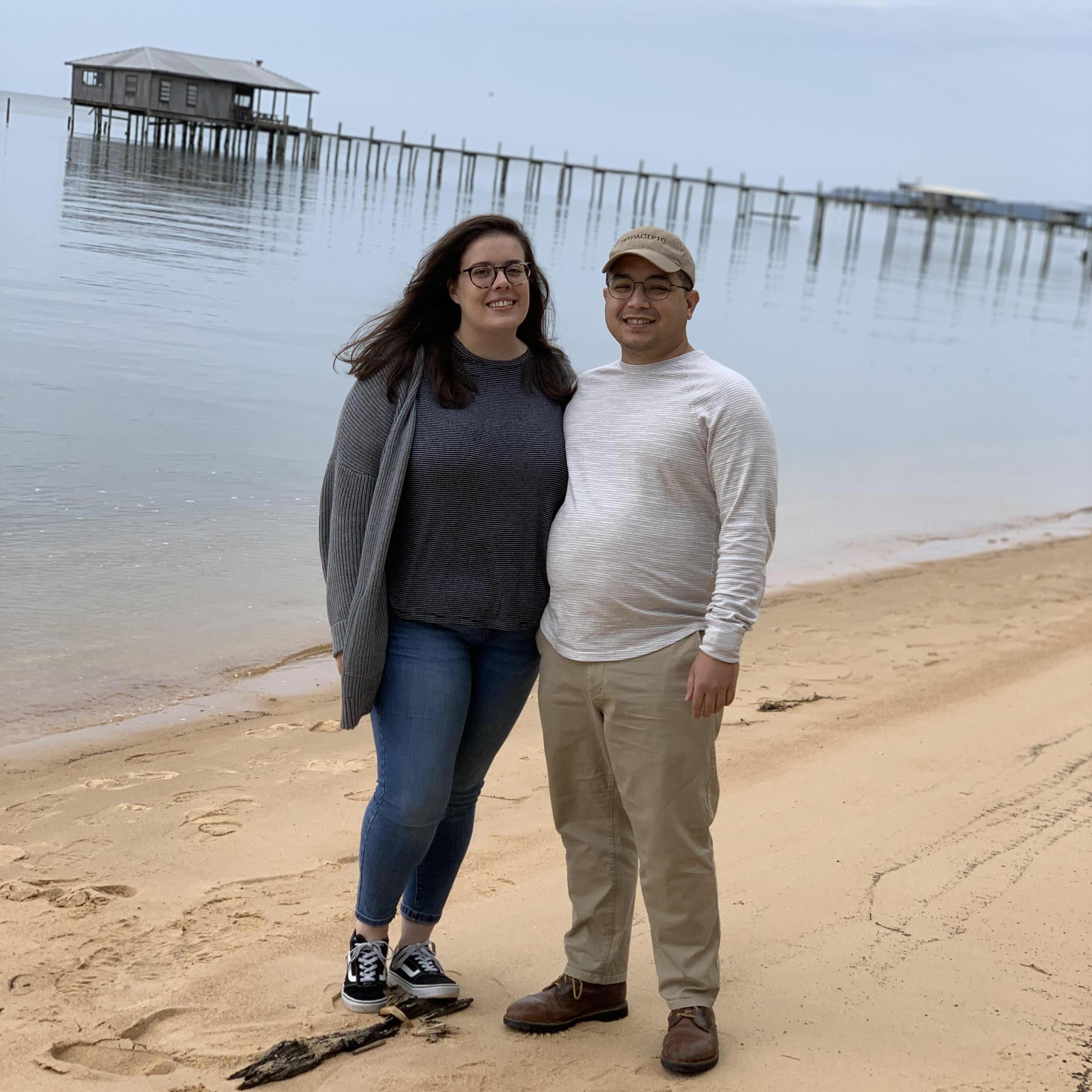 On the beach in Fairhope, our first trip to see Elena's parents for Thanksgiving