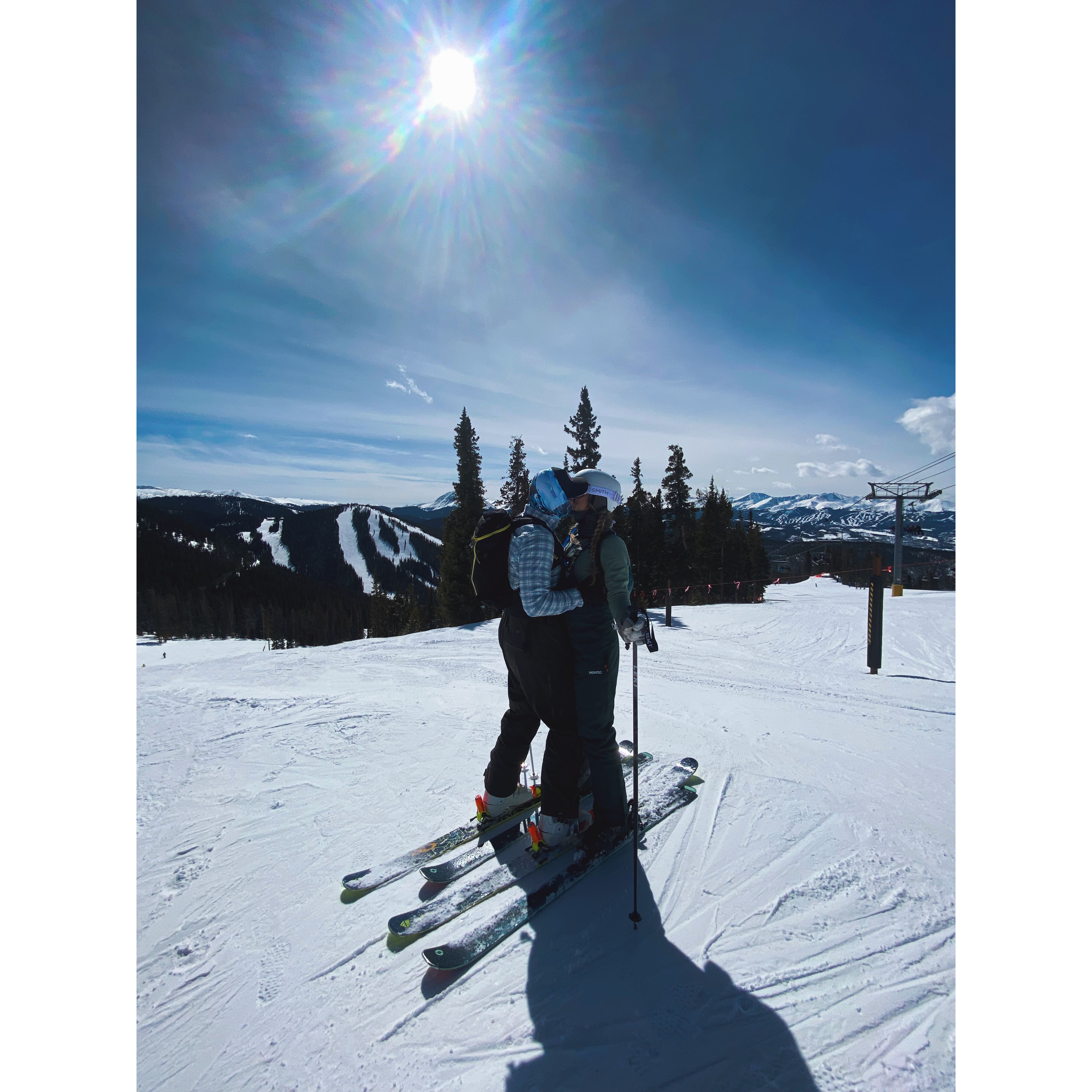 FYI - taking a photo while you both are still on skis is very difficult.