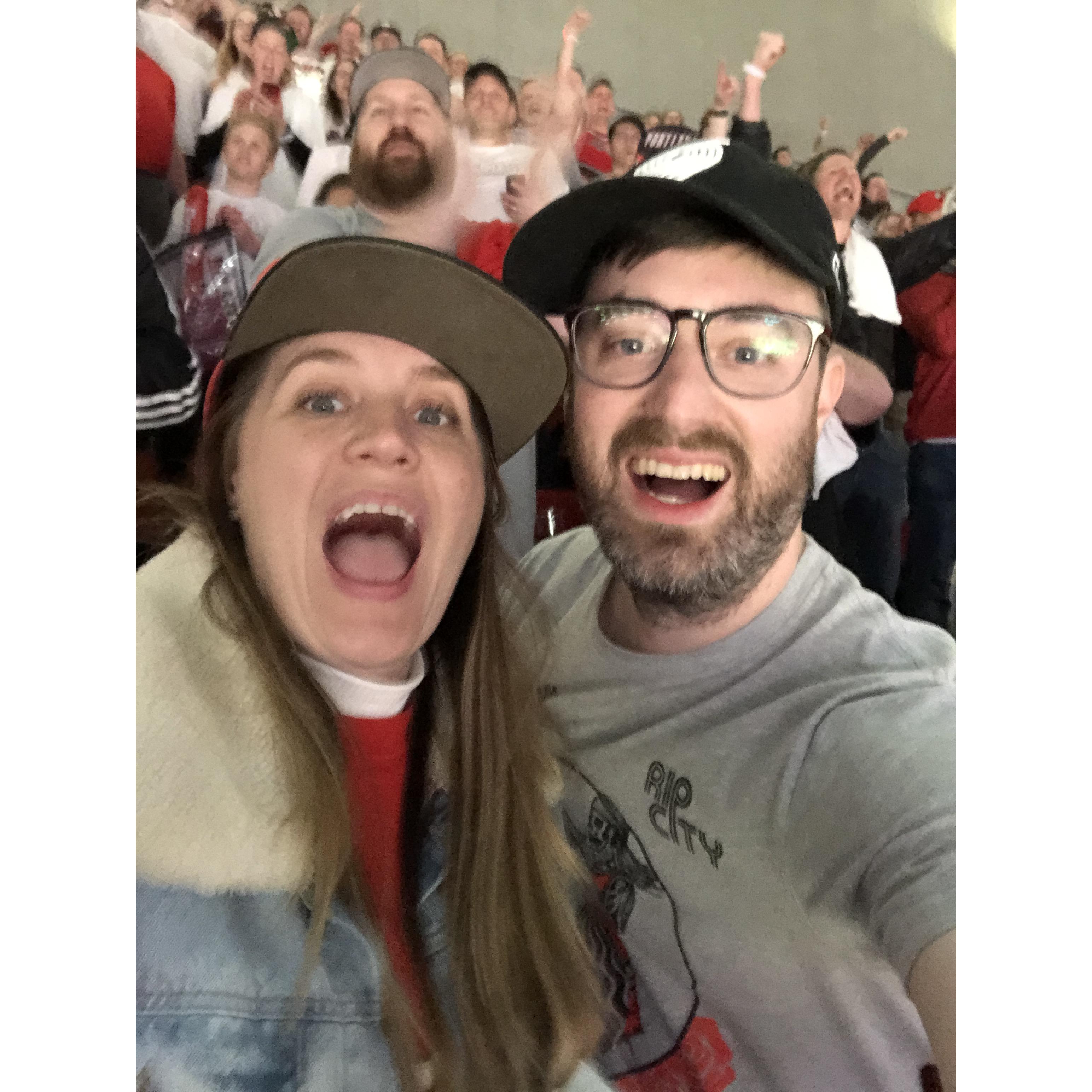 Taken about 10 seconds after Damian Lillard's "Bad Shot" from 37 feet sent the Blazers to the second round of the playoffs in 2019.