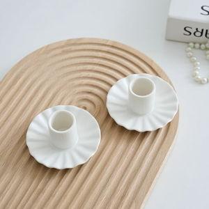 Ceramic Taper Candle Holders,Vintage Candlestick Holder Centerpieces for Home Wedding Decoration, Housewarming Gifts,Pack of 2 (Round B Style)